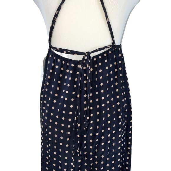 NWT Christopher Deane Neiman Marcus Silk Long Maxi Black Dot Dress New Tags - Picture 7 of 13